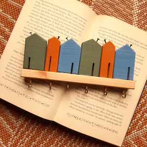 Handmade Wooden House Key Holder: Colorful Cottage Wall Hooks