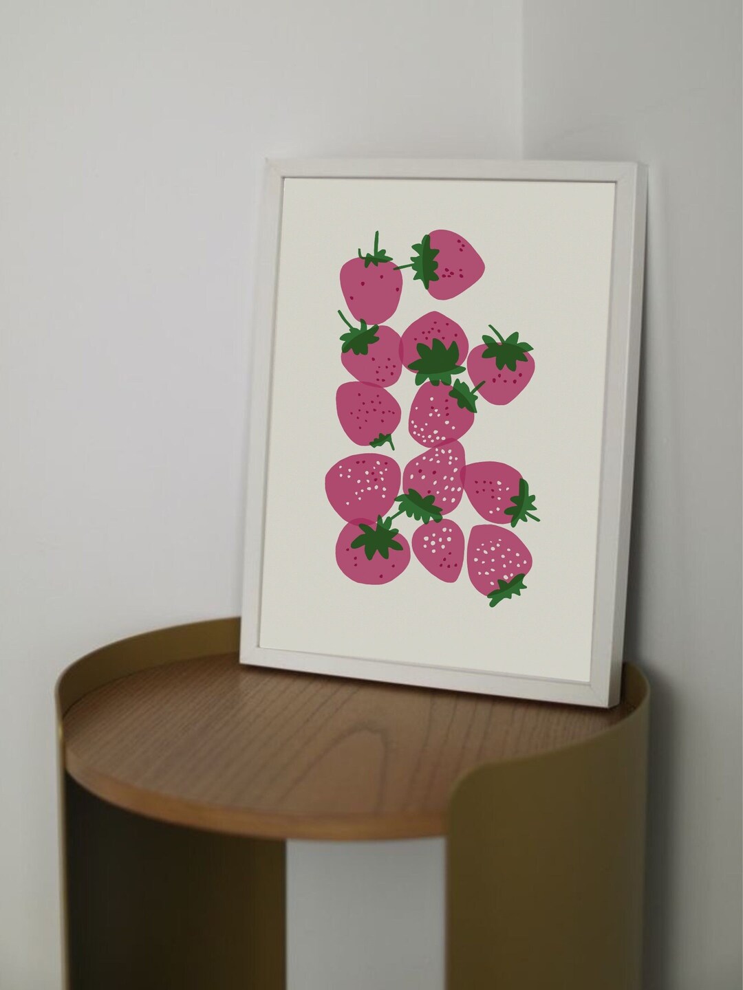 Pink Strawberries Wall Print, Retro Wall Decor, Digital Download Print ...