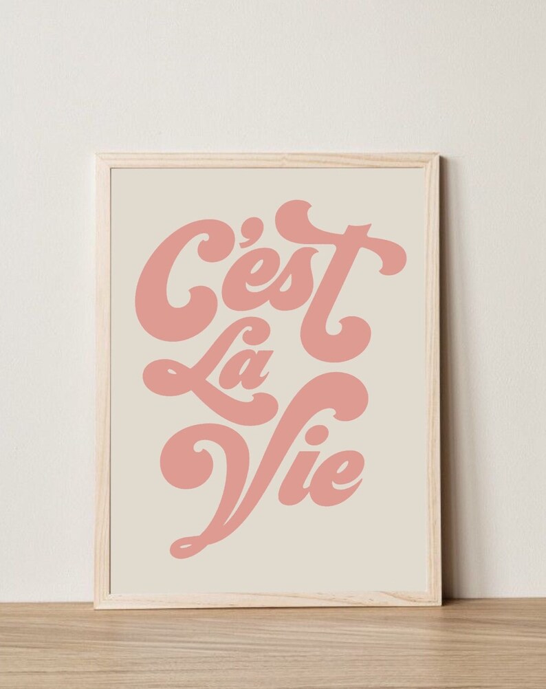 C'est La Vie Wall Print, Retro Wall Decor, Digital Download Print