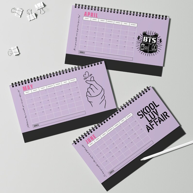 BTS Desk Calendar 2023 Korean Symbols Calendar Kpop Merch Etsy