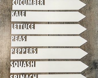 Large White Acrylic Veggie Garden Stake-Individual