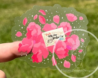 Pegatina transparente resistente al agua del anime Ghibli con notas y flores de Chihiro en El viaje de Chihiro