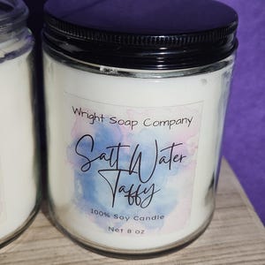 Salt Water Taffy Candle 100% Soy Wax Hand poured