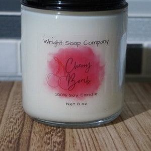 Cherry Bomb Candle** 100% Soy Wax** Hand poured** gift**self care