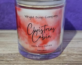 Christmas Cabin Candle: Soy Wax Holiday Scent - 8oz