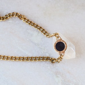 Black & White Reversible Pendant 18k Gold Plated Stainless Steel Waterproof Anti-Tarnish Jewelry Gift for Her Best Friend Sister Mom Wife