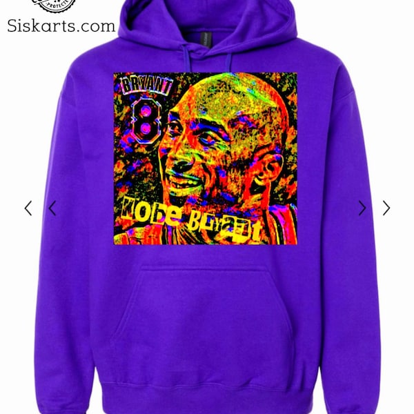 KOBY BRYANT by V.Sisk Custom Art Hoodie with "free" text or name added