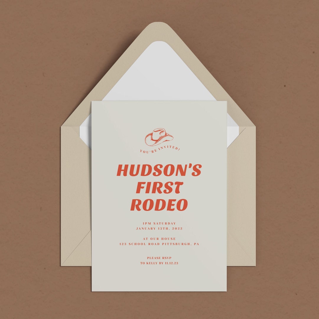 FIRST RODEO 1st Rodeo Birthday Invitation, Cowboy Birthday Invite ...