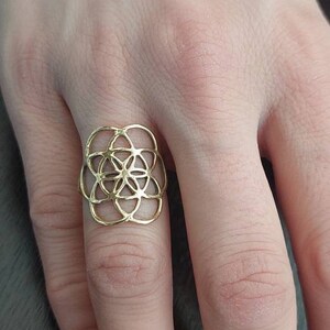 Puede incluir: Un anillo de oro con un dise&ntilde;o geom&eacute;trico que se asemeja a una flor.