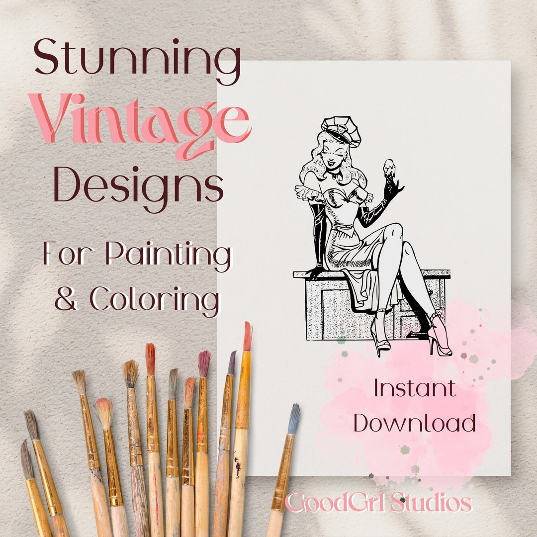 Paint Party Stencils Vintage Pinup Girl Pre-drawn Canvas Outline ...