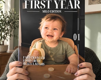 Baby First Year Photo Book, Personalized 1st Birthday Keepsake Gift, Custom Memory Album for Boy or Girl, Milestone Scrapbook