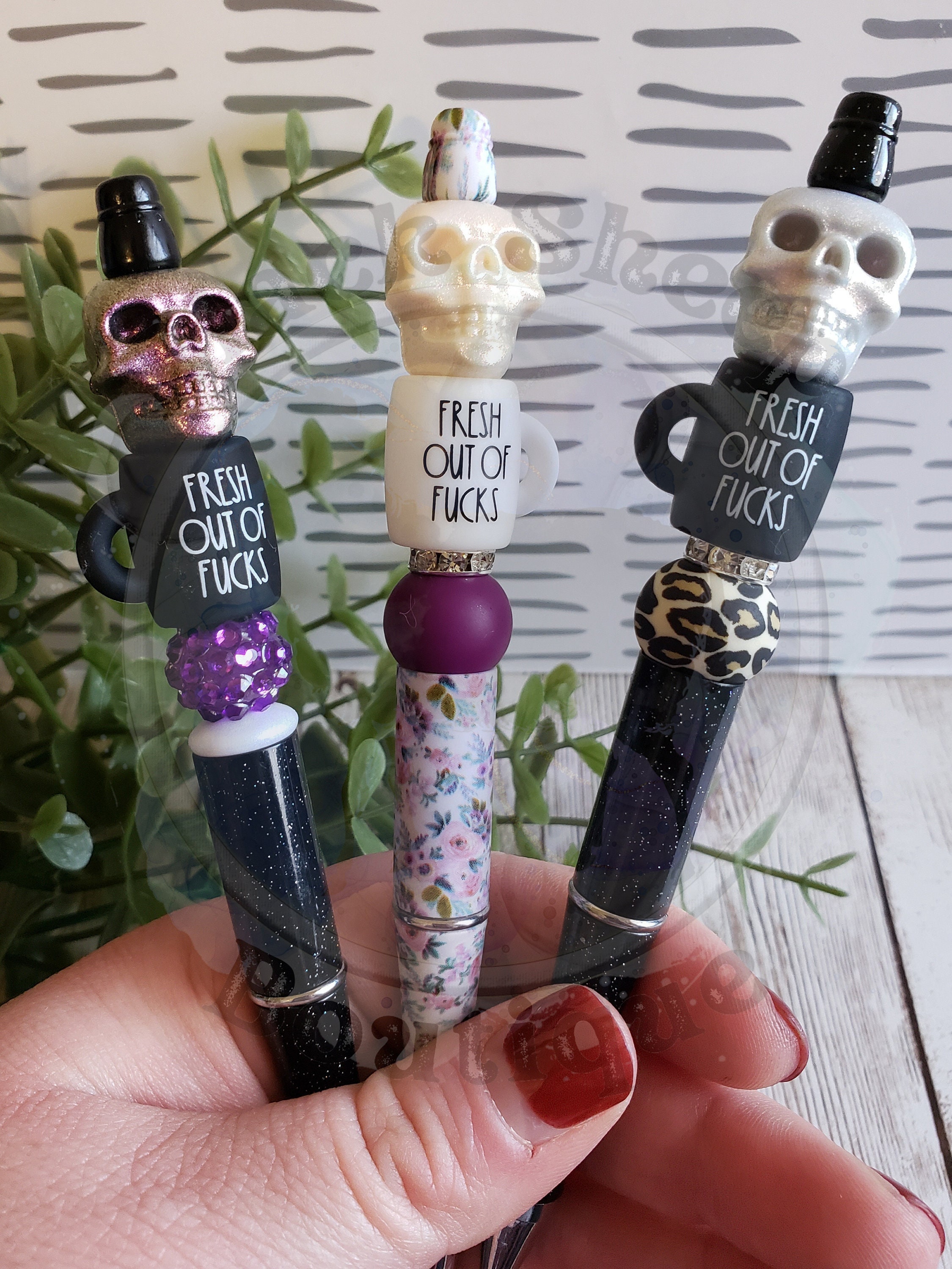 Fresh Out Skulls Silicone Beaded Pen 