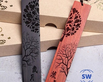 Retro Sandholz, Lesezeichen aus Holz im Chinesischen Stil Mondbaum