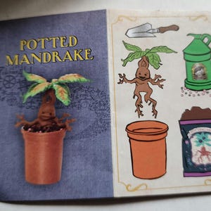 May include: A sticker sheet with a potted mandrake plant, a mandrake with roots, a watering can, a trowel, and a bag of potting mix. The sticker sheet has the text "Potted Mandrake" on it.