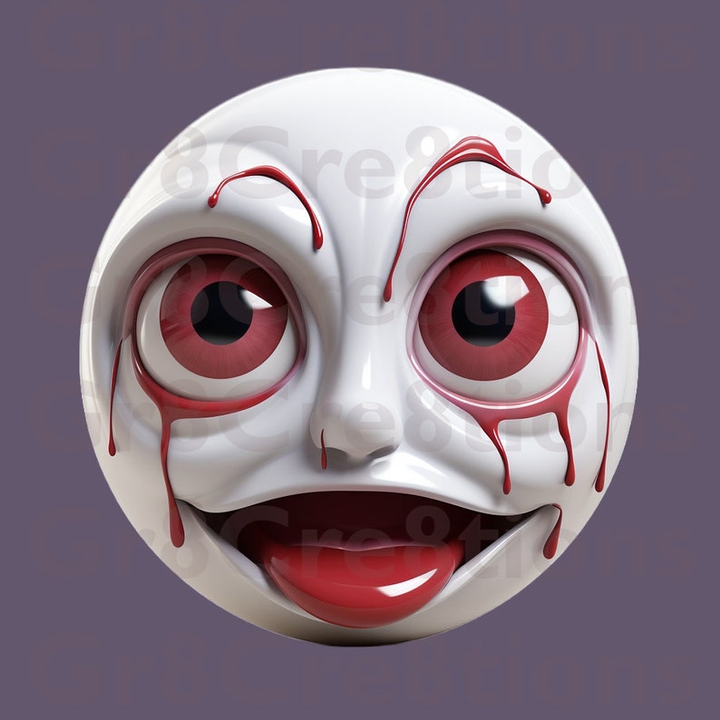 Drama Pack 6 5 Unique 3D White Emojis, Expressive Faces, 2048x2048 PNG, Halloween Edition, Artists & Designers image 4