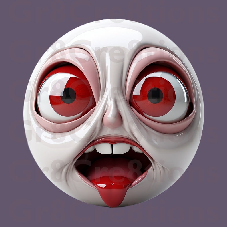 Drama Pack 6 5 Unique 3D White Emojis, Expressive Faces, 2048x2048 PNG, Halloween Edition, Artists & Designers image 5