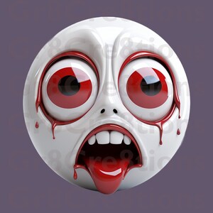 Drama Pack 6 5 Unique 3D White Emojis, Expressive Faces, 2048x2048 PNG, Halloween Edition, Artists & Designers image 6