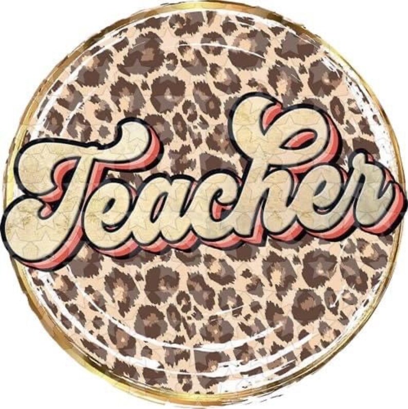 Teacher Cardstock Round Leopard Print Etsy