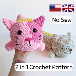 No Sew Long Cat Crochet Pattern, Amigurumi Kitten Pattern, Crochet Stuffed Animal Pattern, Seamless Loaf Cat Pattern, Calico Cat, Chonky Cat