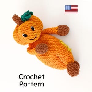 Crochet Pattern: Pumpkin Lovey for Halloween - Low Sew Unstuffed Snuggler Plush Toy
