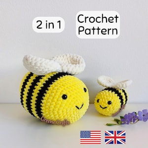 Crochet Pattern: Bee Plush Toy in 2 sizes for Beginners