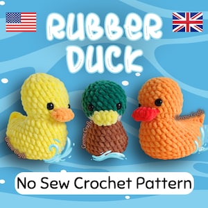 No Sew Rubber Duck Crochet Pattern, Amigurumi Mallard Duck Pattern, Crochet Stuffed Animal Pattern for Beginners, Quick and Easy Duckling