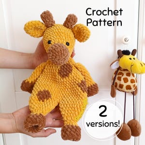 Crochet Pattern: Giraffe Lovey in 2 Versions - Low Sew Unstuffed Snuggler Plush Toy