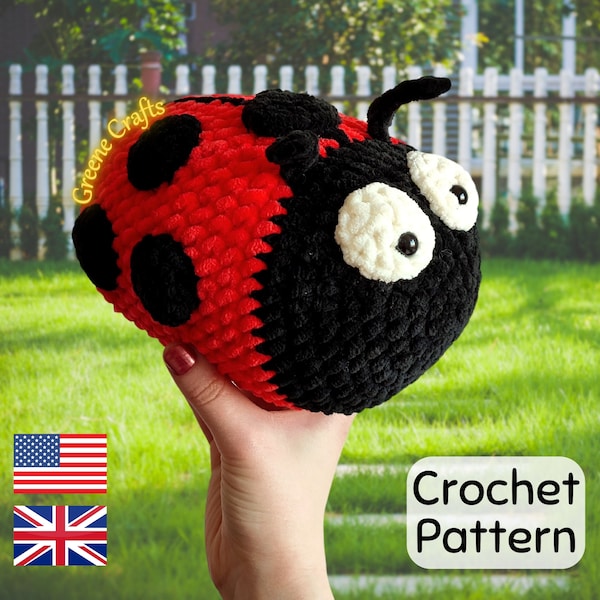 Ladybug Crochet Pattern, Beginner Crochet Project, Cute Plush Toy Crochet Pattern, Crochet Bug, Stuffed Animal Pattern for Spring