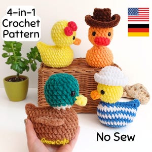 Crochet Pattern: Rubber Duck – No Sew, 4 Versions, Beginner-Friendly (English & German PDF)