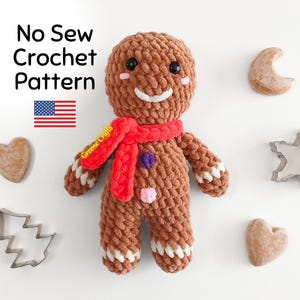 Crochet Pattern: Gingerbread Man Plush Toy - No Sew Christmas Project for Beginners
