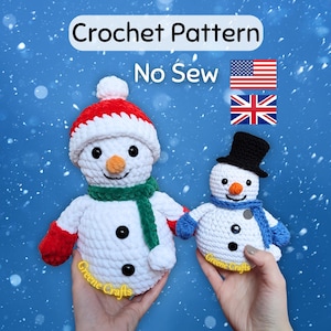 Crochet Pattern: Snowman Plush Toy – No Sew Crochet Christmas Decor