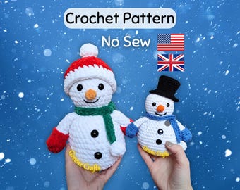 Crochet Pattern: Snowman Plush Toy – No Sew Crochet Christmas Decor