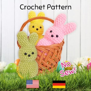 Crochet Pattern: No Sew Mini Bunny – Easter Amigurumi for Beginners (English & German PDF)