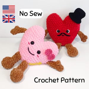 No Sew Heart Plush Toy Crochet Pattern, Cute Plush Toy for Valentine's Day, Crochet Heart Stuffie, Downloadable PDF Crochet Pattern
