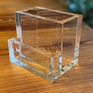Titular de cartão de visita acrílico transparente vaso mesa de escritório decoração lápis artesanato suporte de mesa colega de trabalho chefe presente de escritório-somente suporte de acrílico