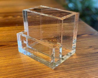 Clear Acrylic Business Card Holder Vase Office Desk Decor Pencil Craft Tabletop Holder Coworker Boss Office Gift - Acrylic Holder Only