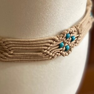 Macramé corded beaded disc belt stretchy Multicolored Braided Stretch Belt With Ornate Matte Gold  main image 4