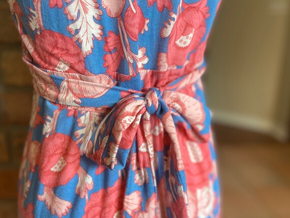 Low Cut 90s Floral Dress - Pink and Blue Floral D… - image 4