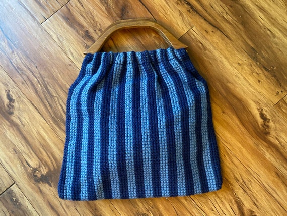 Vintage Hand Embroidered Latvian Bag - Striped Ha… - image 2