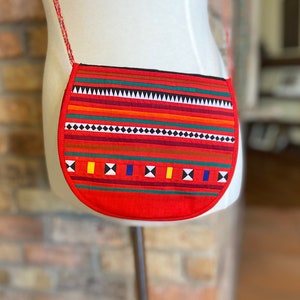 Cute 90&#39;s Red Geometric Shapes Crossbody Small Purse - Boho Urban Bold