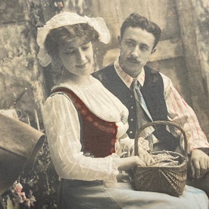 Début des années 1900 Paris Carte Postale Couple Traduction Le Vrai Bonheur Vrai Bonheur
