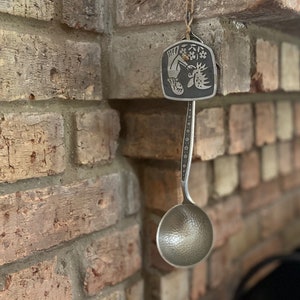 Vintage Nordic Scandinavian Metal Decorative Ladle with Freyja Frig Ornament