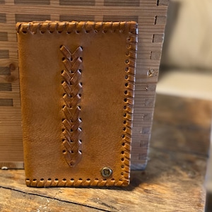 Cartera de hombre de cuero genuino - Cartera plegable delgada - Cartera vintage - Regalo de hombre - Cartera retro búlgara hecha a mano