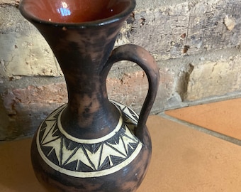 Handmade Southwestern Pottery Vase: Ethnic Tribal Ceramic Art, 8"