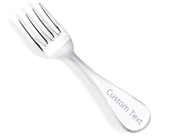 Tenedor de bebé ancho de plata esterlina, recuerdo liso, grabable