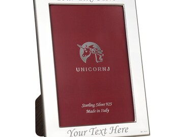 Marco de fotos de plata de ley de 4x6 con borde liso pulido de 3/4" (19 mm) fabricado en Italia.