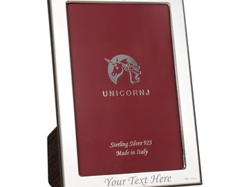 Marco de fotos de plata de ley de 4 x 6 pulgadas con borde liso pulido de 1/2 pulgada, fabricado en Italia.