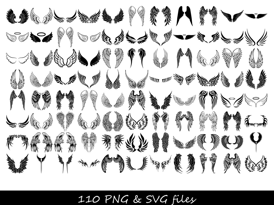 Wing Set Svg Wings SVG Bundle, Angel Wings SVG, Fairy Wings Svg, Straight Wings Svg ...