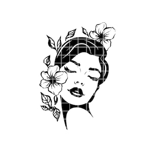 Mulher floral SVG, Floral Girl SVG, Mulher bonita SVG, Mulher svg, Floral svg, Mulher forte svg, Dia da Mulher svg, Silhueta de mulher svg