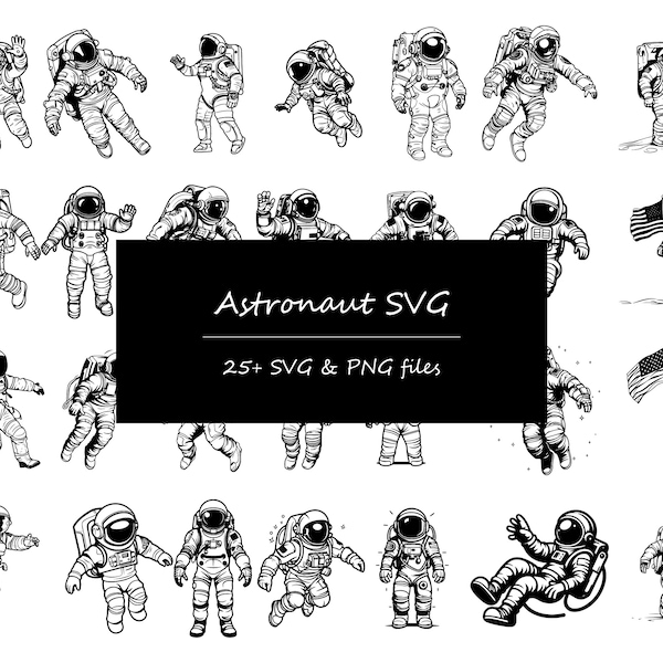 Lot de svg astronaute, svg anniversaire astronaute, svg de l'espace, astronaute couper fichier, clipart astronaute, silhouette svg astronaute